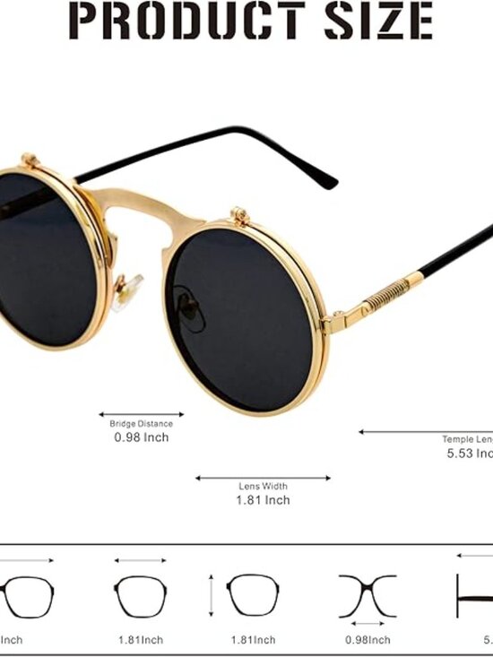 Glasses Retro Flip-Up Round Sunglasses main image 5